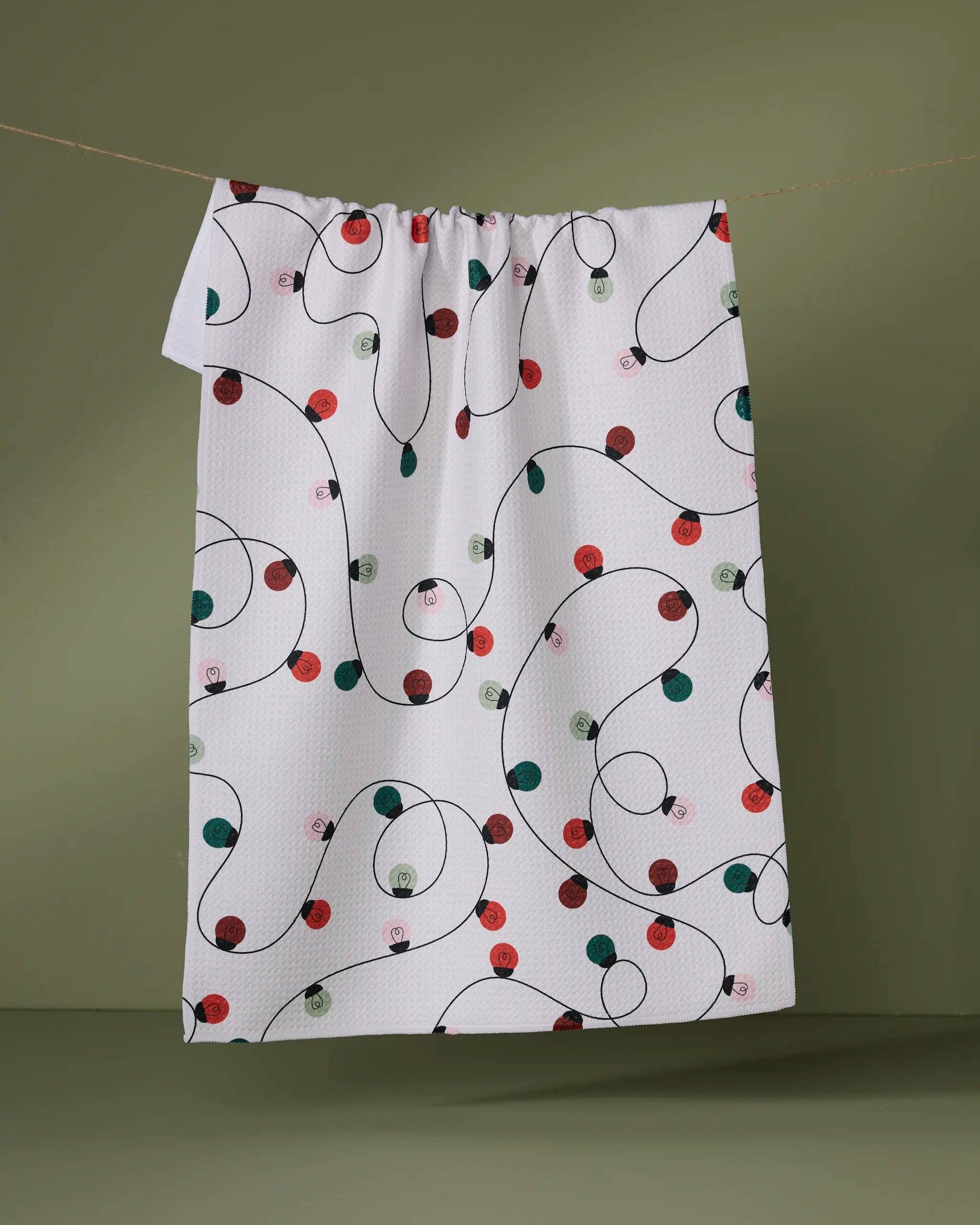 Holiday Lights Tea Towel Geometry