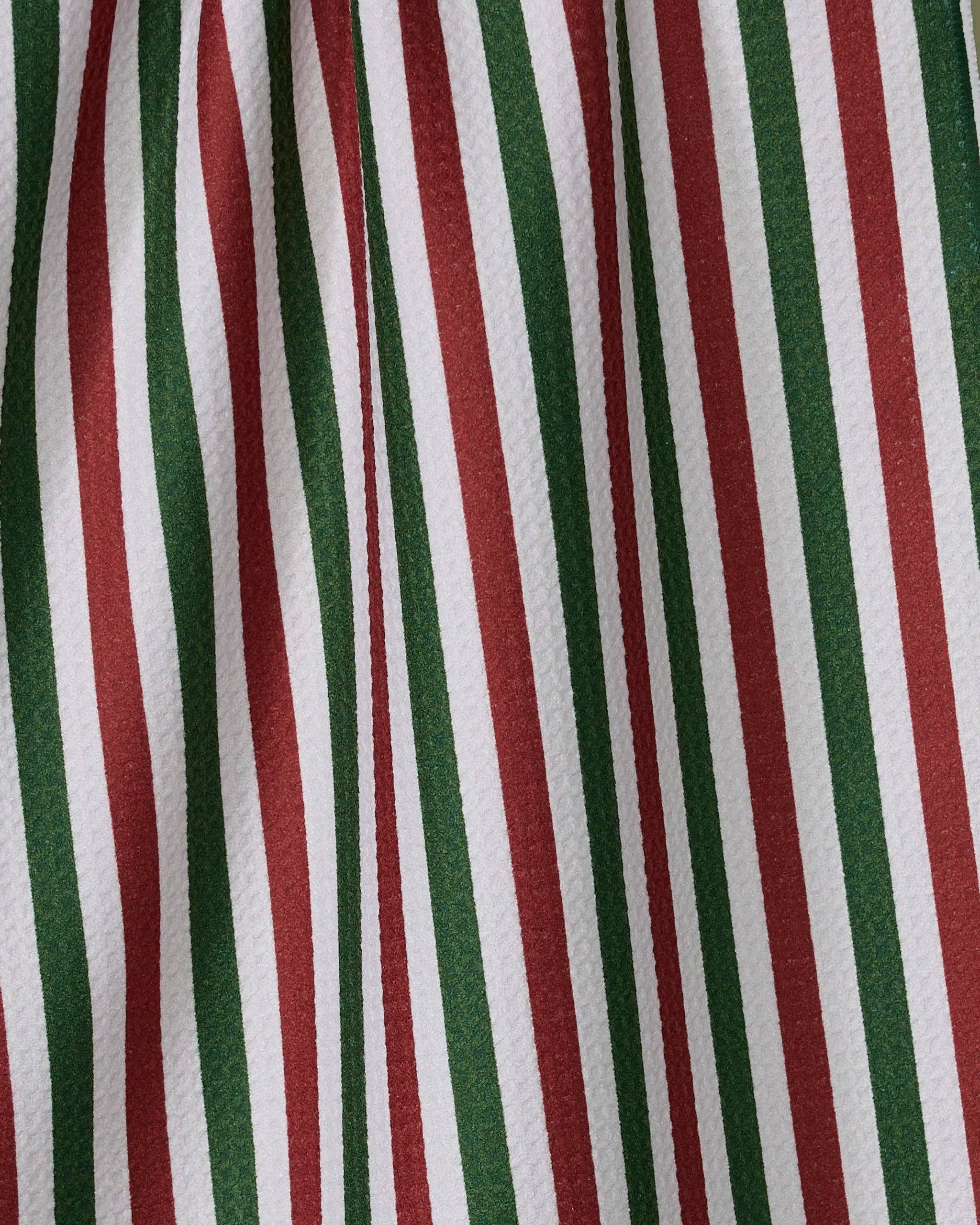 Ribbon Green Red Tea Towel Geometry