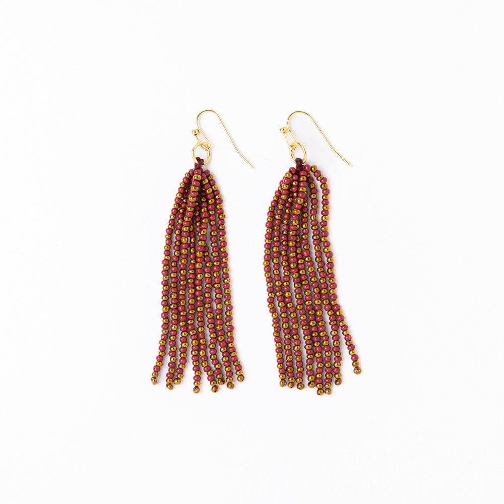 Garnet + Gold Tassel Earrings INK + ALLOY
