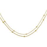 Waterproof Gold Double Beaded Chain Necklace Brenda Grands Jewelry