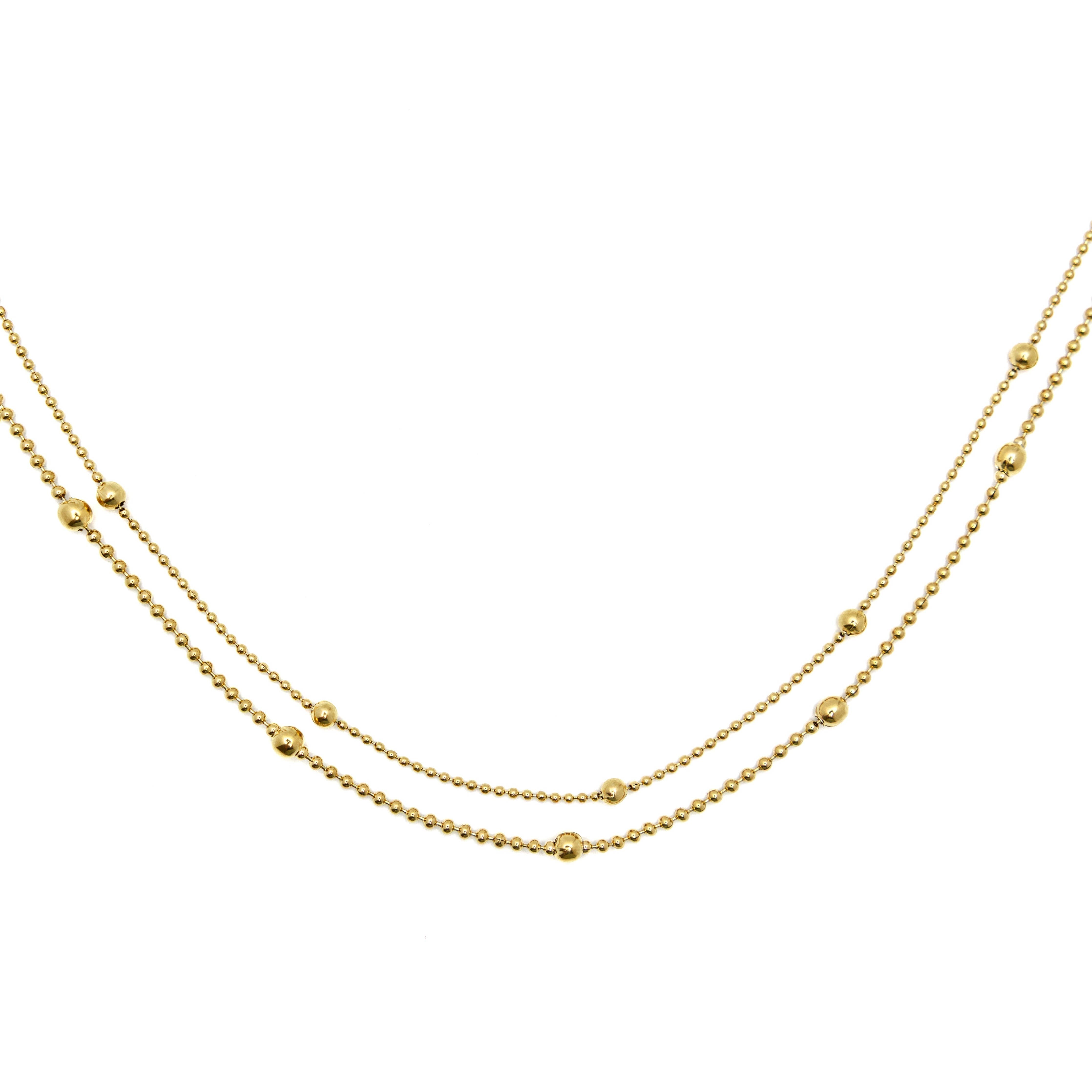 Waterproof Gold Double Beaded Chain Necklace Brenda Grands Jewelry