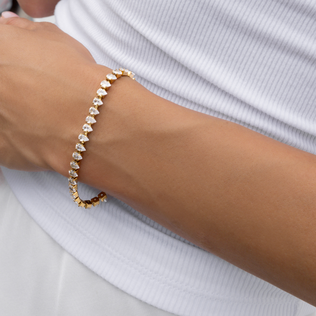 Waterproof 5mm Teardrop Diamond Tennis Bracelet Brenda Grands Jewelry