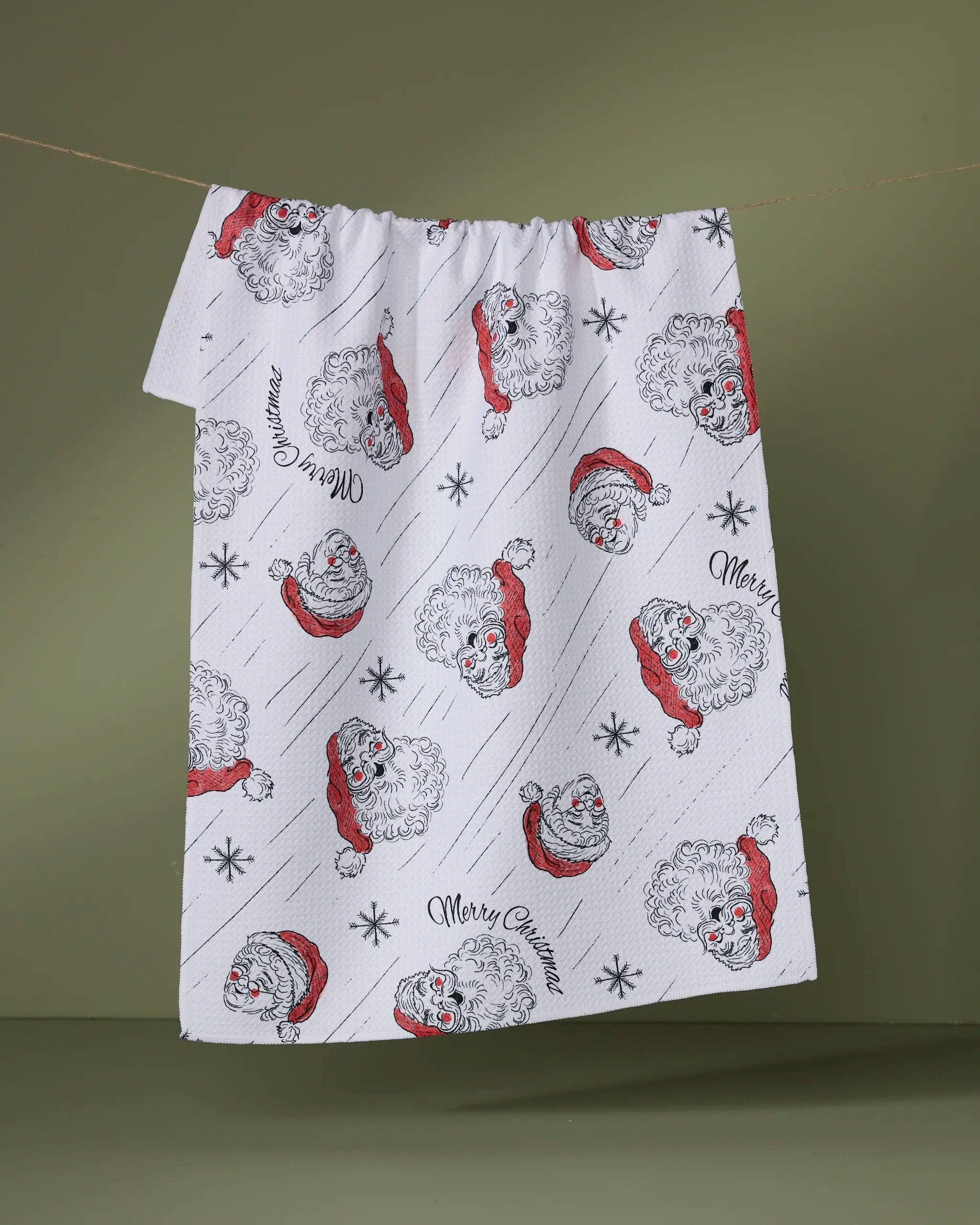 Claus Family Christmas Tea Towel Geometry
