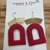 Gold and Red Clay Earrings