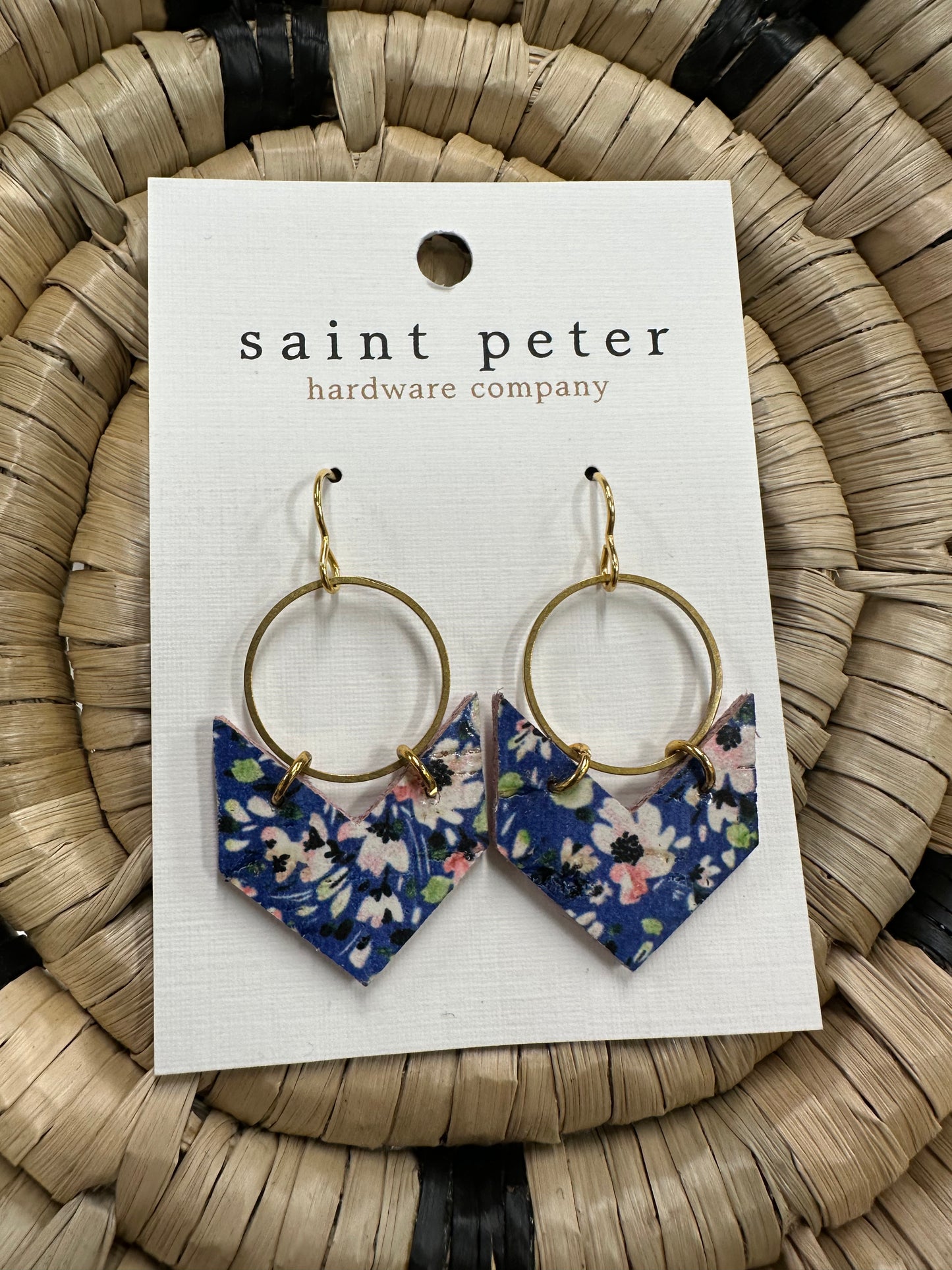 Floral Chevron + Circle Earrings