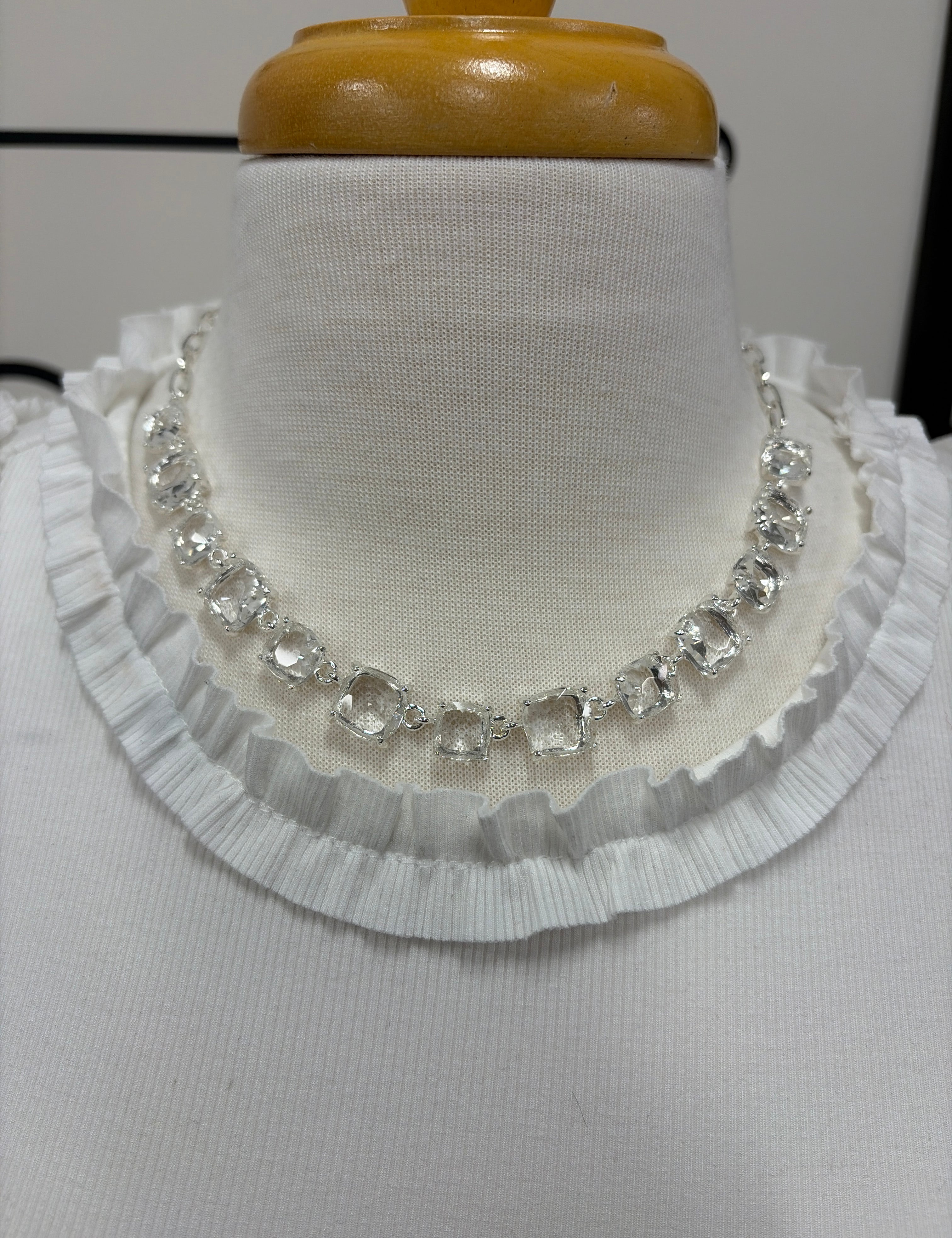 Aster Silver Clear Necklace Jewelry- Necklace MEGHAN BROWN STYLE