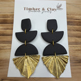 Gold and Black Dangle Earrings