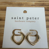 Gold Square Huggie Earrings