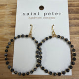 Gold/Black Beaded Circle Earrings