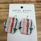 Christmas Bow Hexagon Earrings