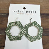 Green/Ivory Hex Earrings