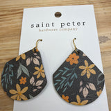 Charcoal Floral Drop Earrings
