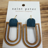 Teal Wood Drop Earrings