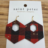 Buffalo Plaid Hexagon Earrings