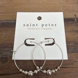 Large Silver Bead Hoop Earrings