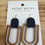 Navy Wood Drop Earrings