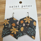 Charcoal Floral Chevron Earrings