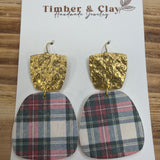 Gold and Christmas Plaid Earrings