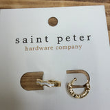 Small Gold and White Hoop Earrings