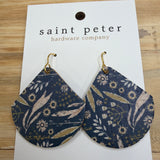 Navy Floral Drop Earrings