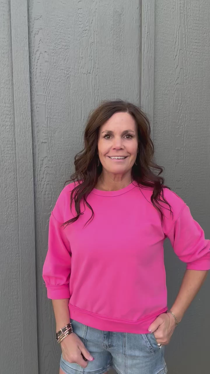 Fuschia Reverse Seam Top Top- Sweatshirt JODIFL