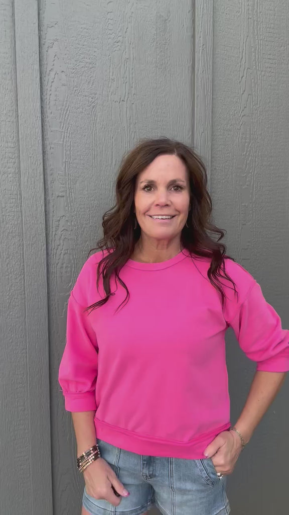 Fuschia Reverse Seam Top Top- Sweatshirt JODIFL