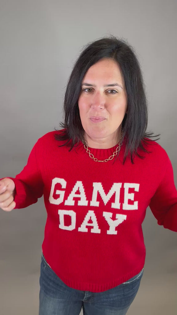 Red Game Day Sweater Top - Sweater PANACHE