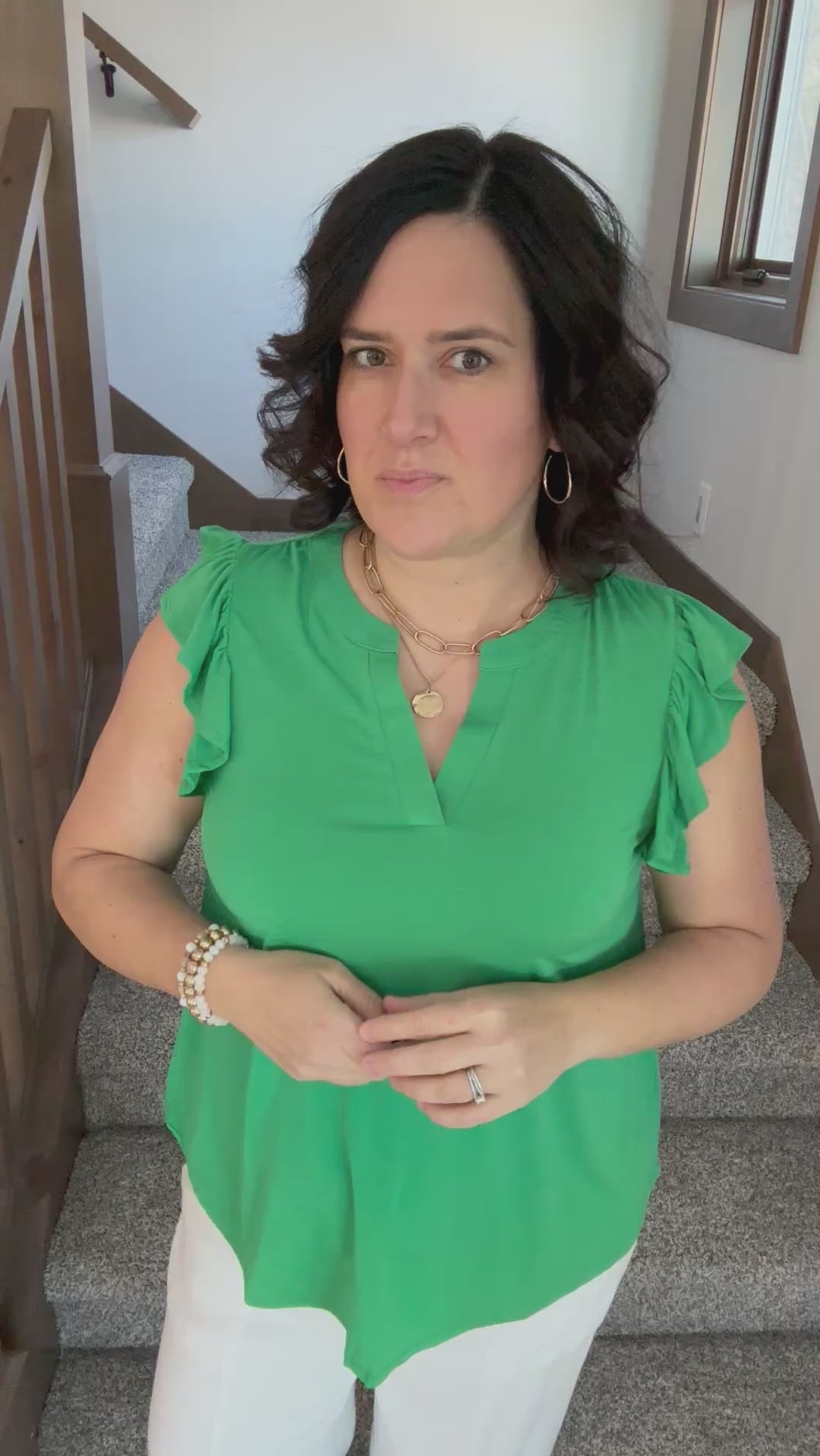 Kelly Green Flutter Sleeve Lizzy Top Tops- Blouses DEAR SCARLETT