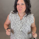 Green/Ivory Smocked Frill Top Tops- Blouses DOE & RAE