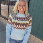 Sky Combo Fair Isle Sweater Top - Sweater WISHLIST