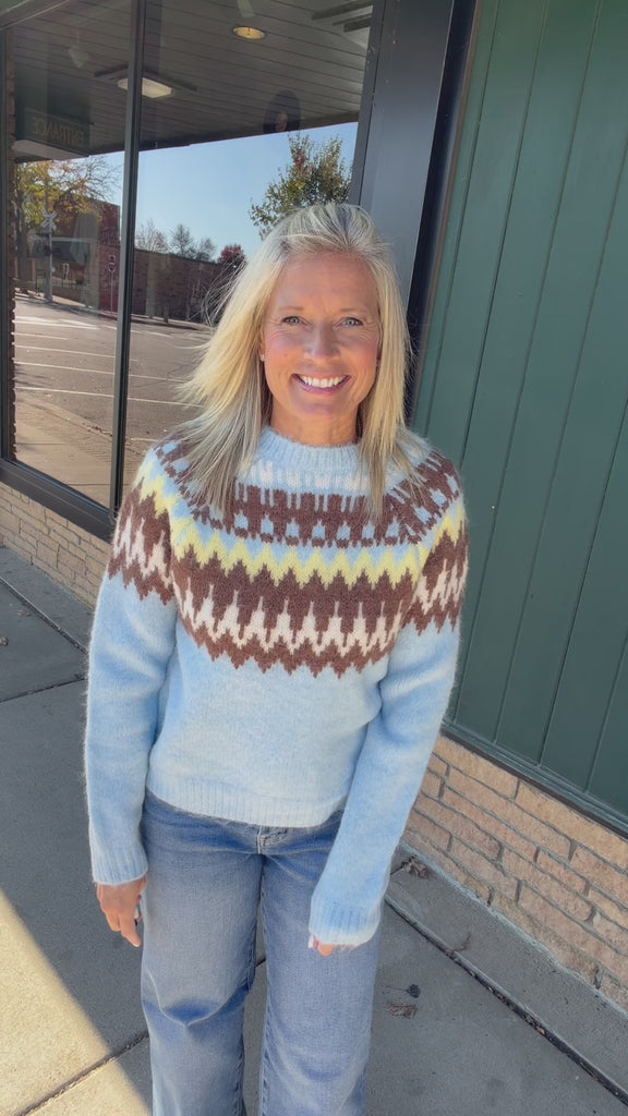 Sky Combo Fair Isle Sweater Top - Sweater WISHLIST