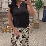 Black Flutter Sleeve Lizzy Top Tops- Blouses DEAR SCARLETT