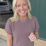Brown Round Neck Cloud Knit Top Top - Tee TRES BIEN