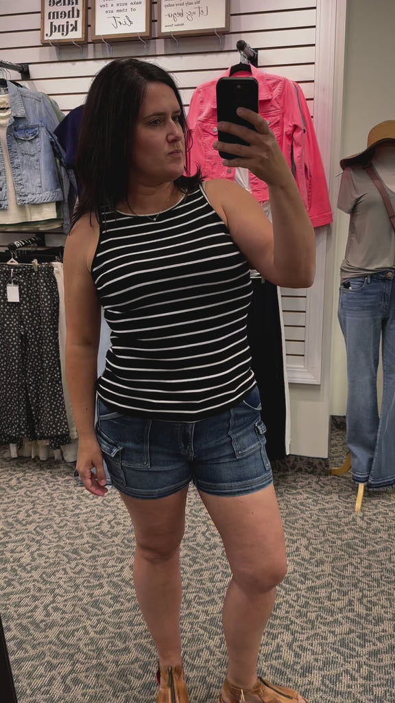 Black/Ivory Ribbed Tank Tops- Tanks STACCATO