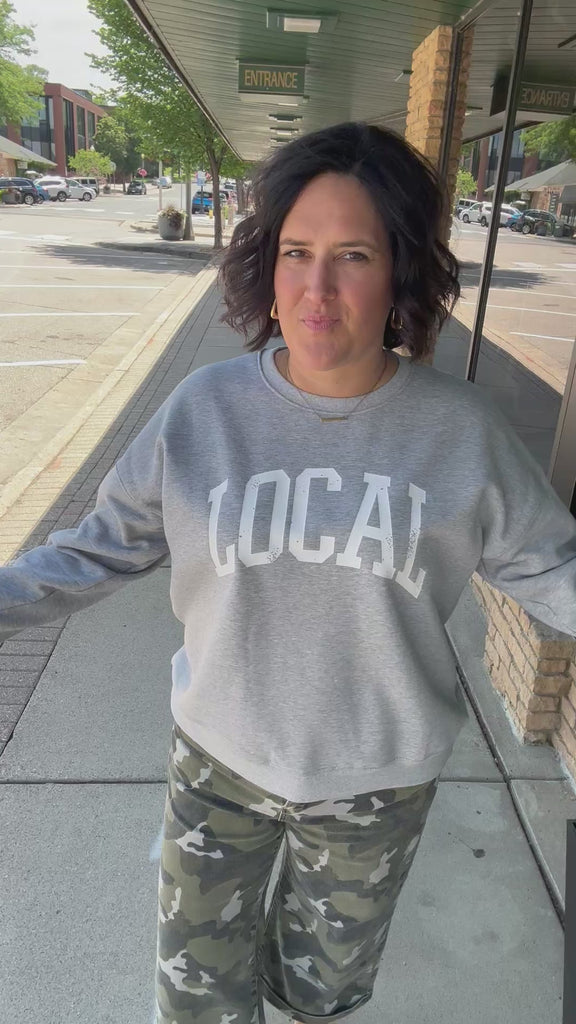 Grey LOCAL Graphic Sweatshirt Top- Sweatshirt WISHLIST