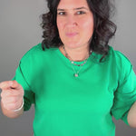 Green Seam Detail Top Top- Sweatshirt JODIFL