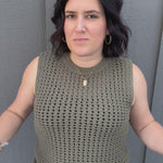 Olive Round Neck Sweater Top - Sweater FATE by LFD