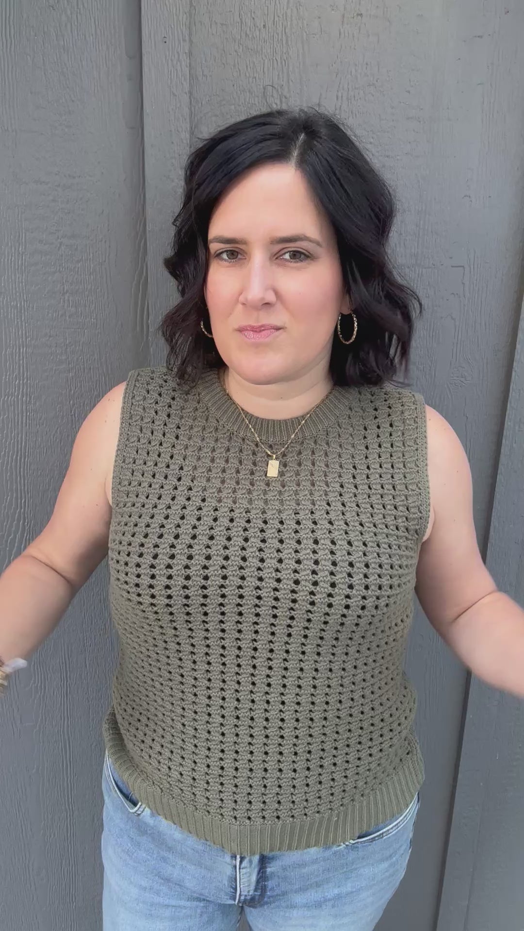 Olive Round Neck Sweater Top - Sweater FATE by LFD