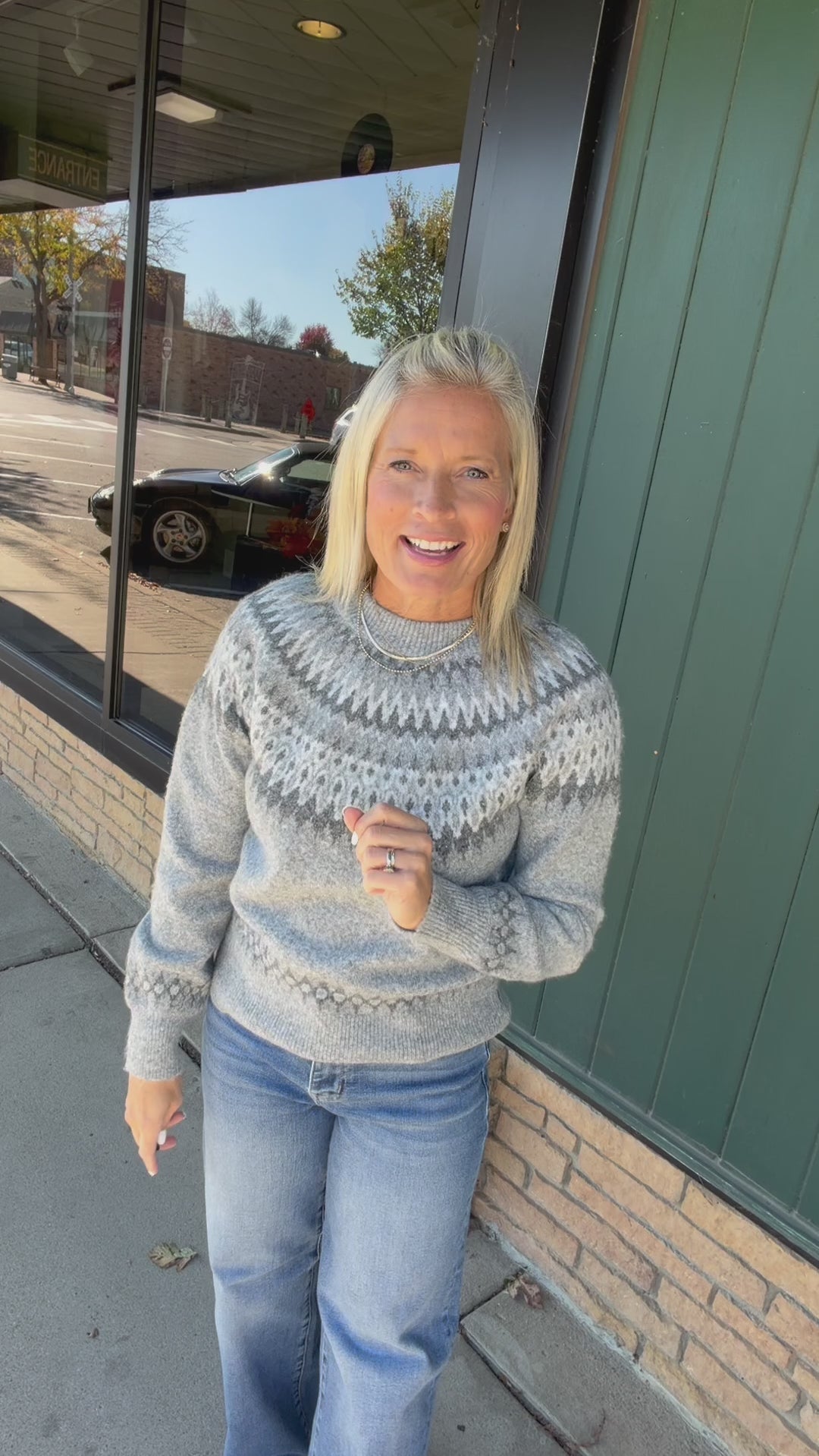 Grey Etta Fair Isle Sweater Top - Sweater FLAG AND ANTHEM