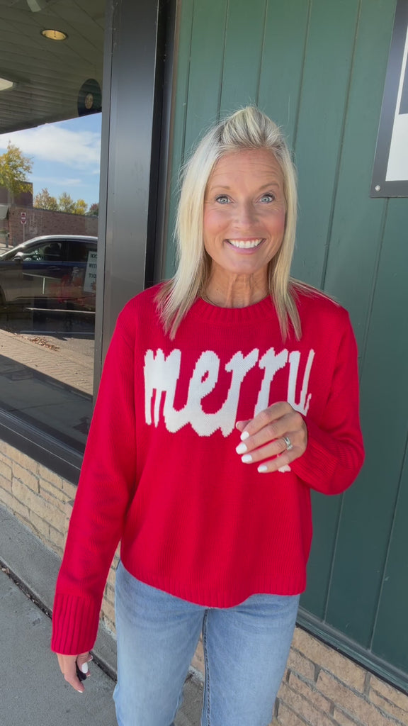 Red Merry & White Sweater Top - Sweater PANACHE
