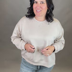 Stone Side Button Sweatshirt Top- Sweatshirts WISHLIST