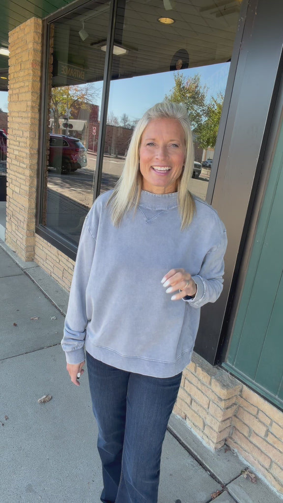 Rosemont Washed French Terry Mock Neck Top - Sweatshirt FLAG AND ANTHEM