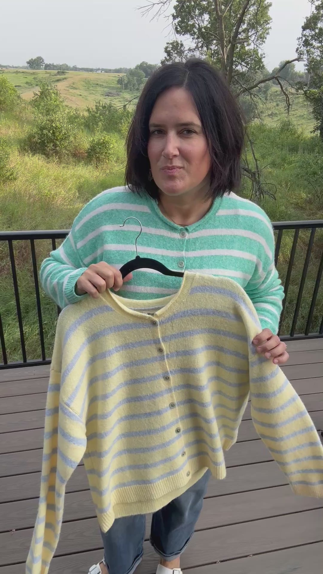 Daisy Sky Striped Cardigan Sweater Tops- Cardigans WISHLIST