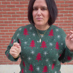 Green Christmas Tree & Snowflake Sweater Top - Sweater POL