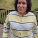 Butter Blue Sage Stripe Cardigan Tops- Cardigans Le Lis