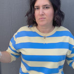Yellow/Blue Striped Sweatshirt Top - Sweatshirt JODIFL