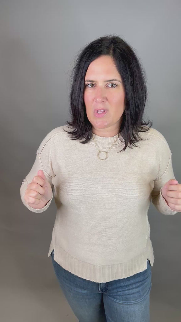 Taupe Seam Detail Sweater Top - Sweater STACCATO
