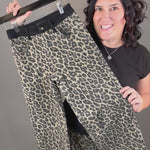 Coffee Leopard Wide Leg Jeans Bottom- Pants RISEN
