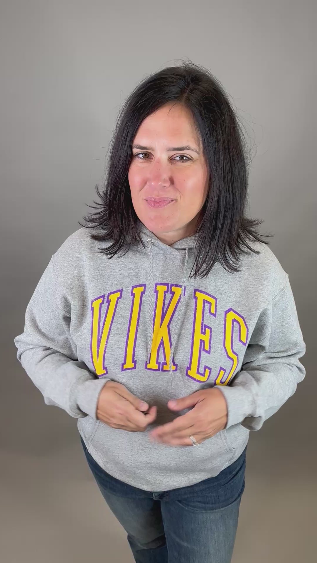 Heather Grey Vikes Hoodie Tops- Sweatshirt 218 WHOLESALE