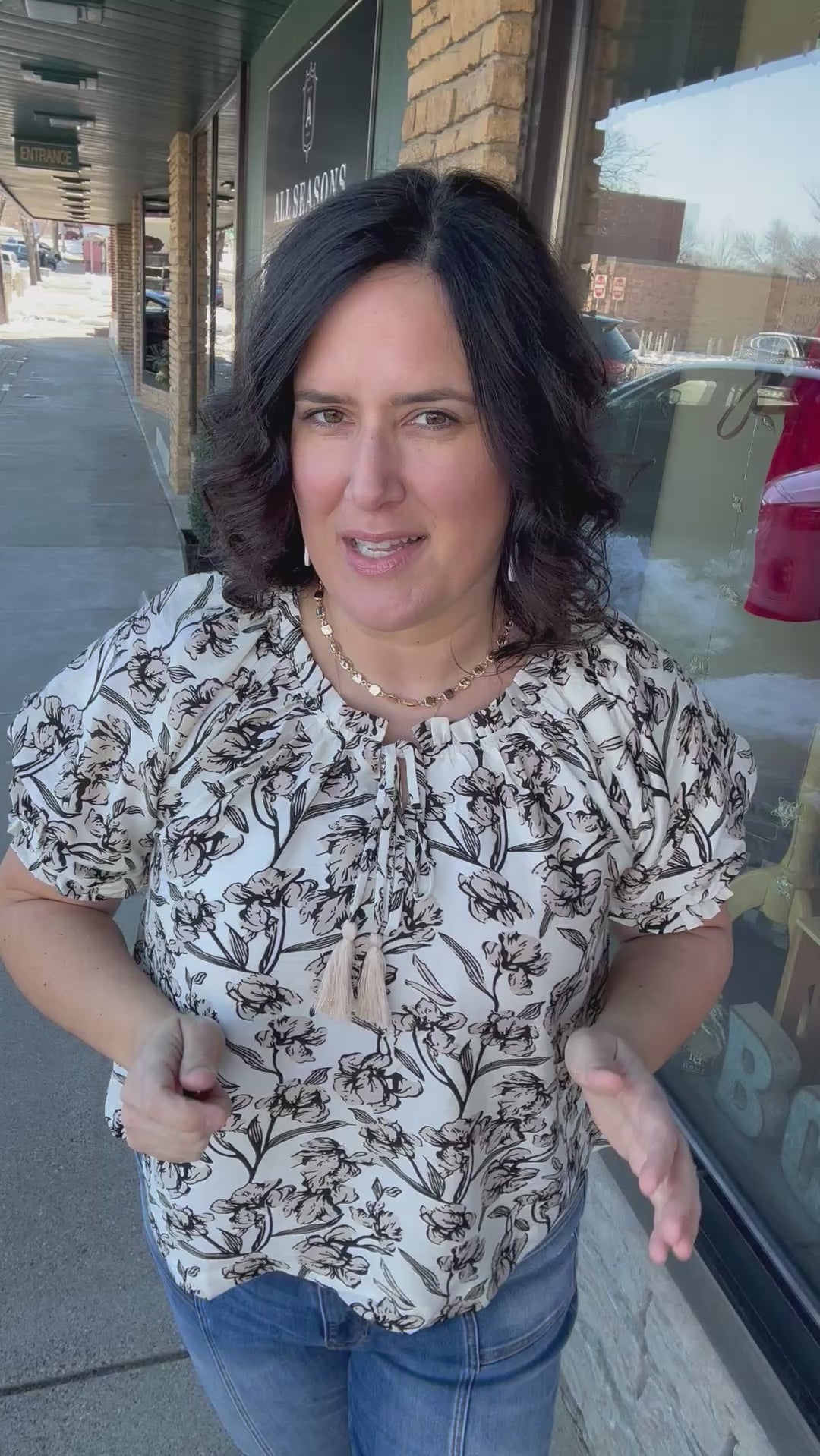 Taupe Bubble Sleeve Swing Top Tops- Blouses DOE & RAE